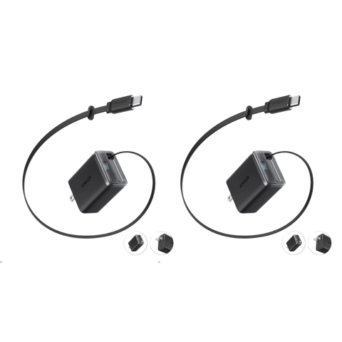 Anker Nano Charger (35W, Built-In Retractable USB-C Cable) —2- Pack