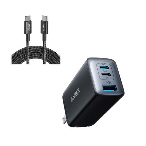 Anker 735 Charger (Nano II 65W) and New Nylon USB-C to USB-C 100W Cable (10 ft)