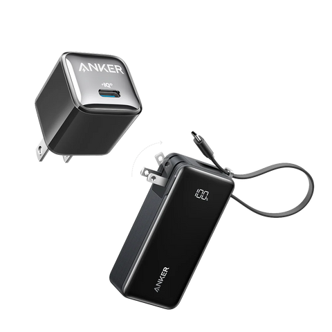 Anker Power Bank (10K, Fusion, Built-In USB-C Cable)and Anker Nano Charger (20W)