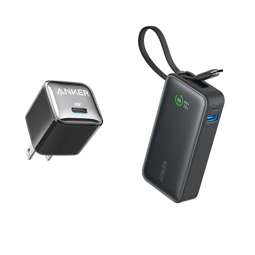 Anker Nano Power Bank (30W, Built-In USB-C Cable) and Anker Nano Charger (20W)