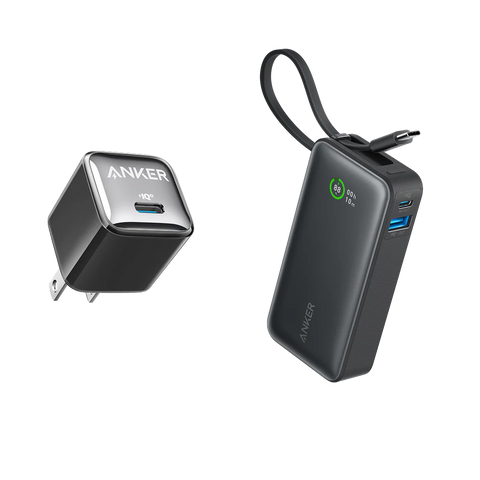 Anker Nano Power Bank (30W, Built-In USB-C Cable) and Anker Nano Charger (20W)