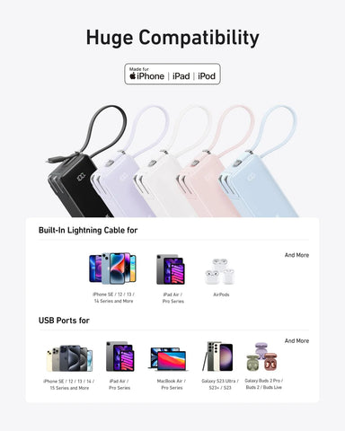 Anker Power Bank (10K, Fusion, Built-In Cable)