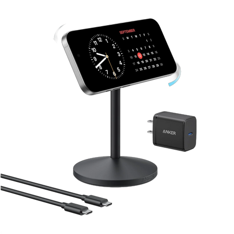 Anker MagGo iPhone 17 MagSafe Charger Compatible Stand (Qi2 15W,With Adapter)