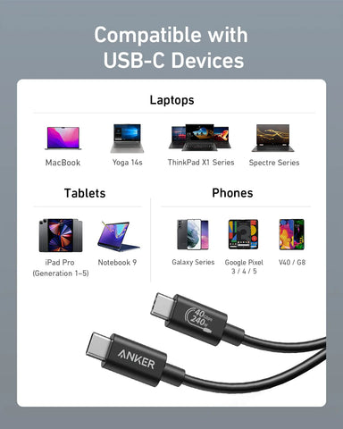Anker 515 USB-C to USB-C Cable (Thunderbolt 4 Compatible)