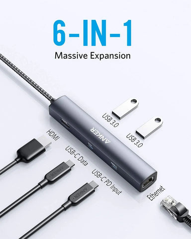 Anker 543 USB-C Hub (6-in-1, Slim)